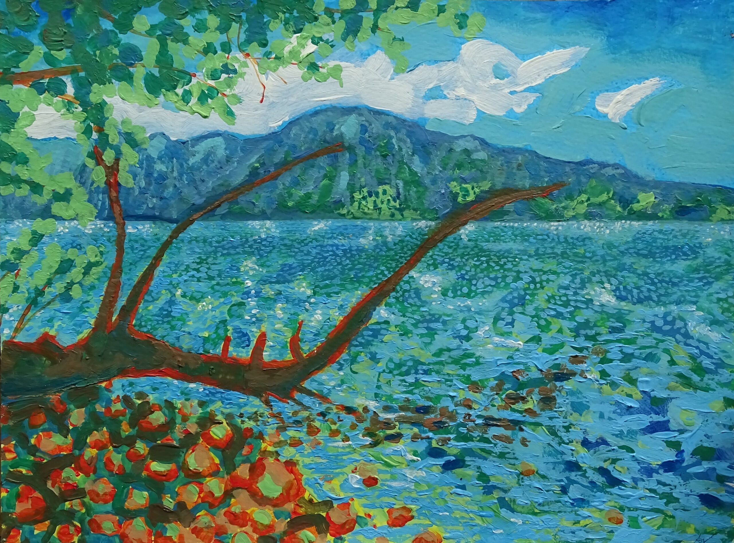 Shopgalerie: Acryllandschaft, Blick über den Traunsee von Unterm Stein